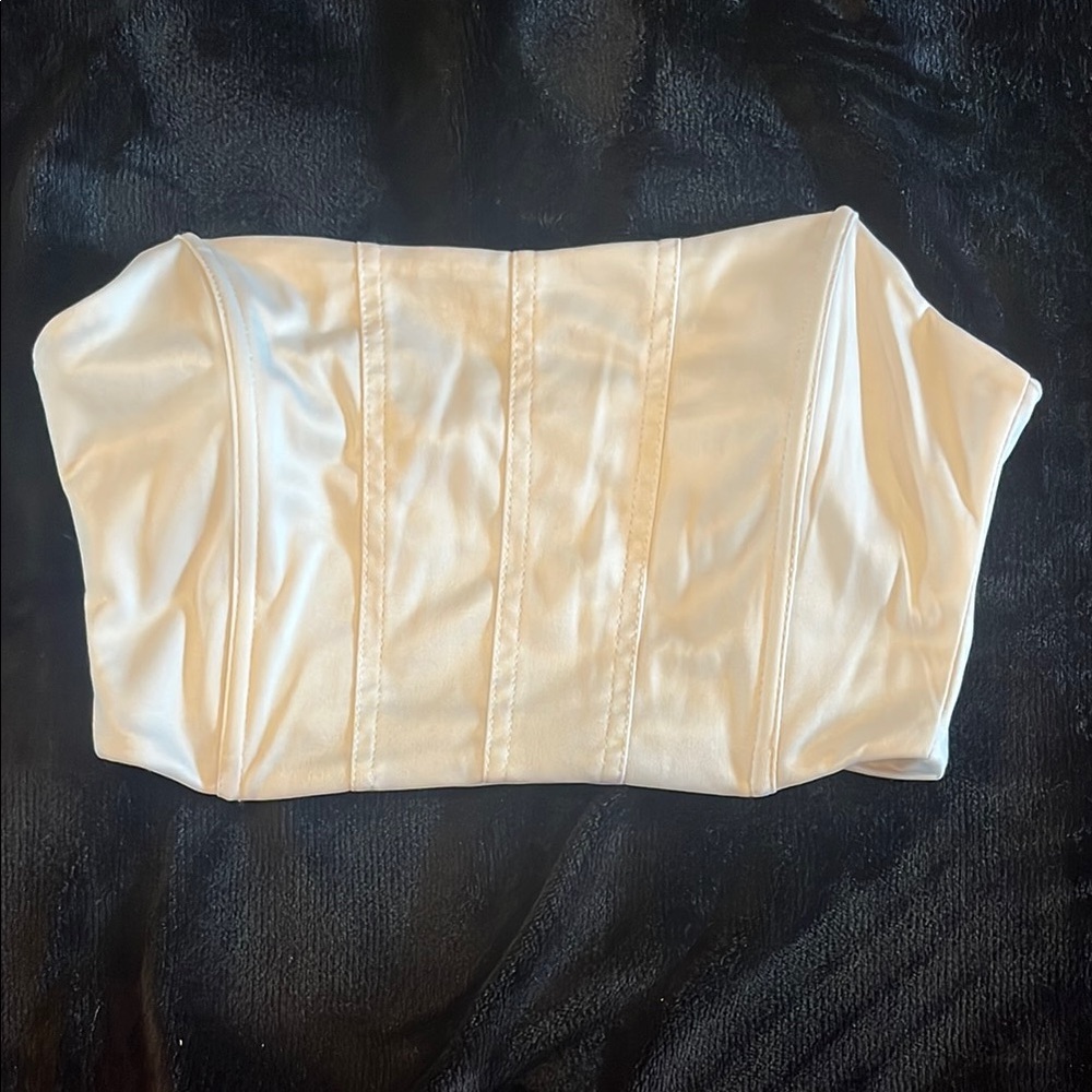 SHEIN Cream Strapless Crop Top